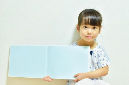 Girl showing a picture book spread 1 Summer, JPG Girl showing a picture book spread 1 Summer, children, texture, picture book, JPG
