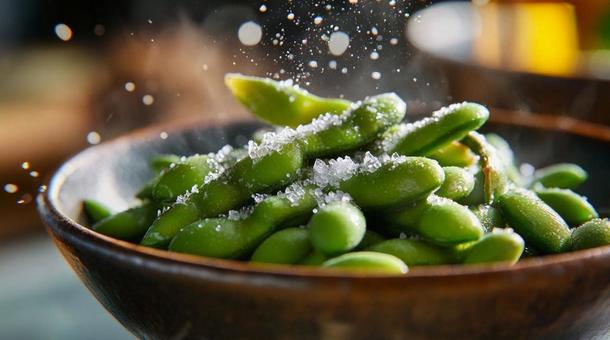 茹でたての枝豆にお塩 01 茹でたての枝豆にお塩 01の写真