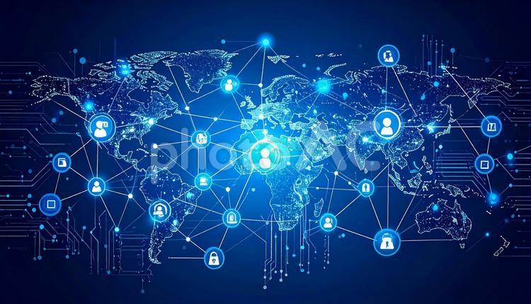 ネットワークを通じてアクセスするシステム ネットワーク,it,経済の写真素材