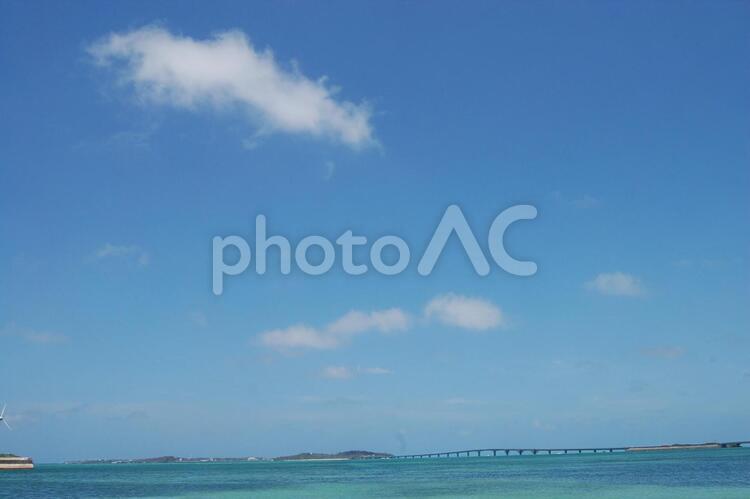 宮古島の空と海 水域,自然,夏の写真素材