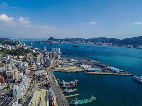 【山口県】下関市の風景 海峡ゆめタワー,展望台,関門海峡の写真素材