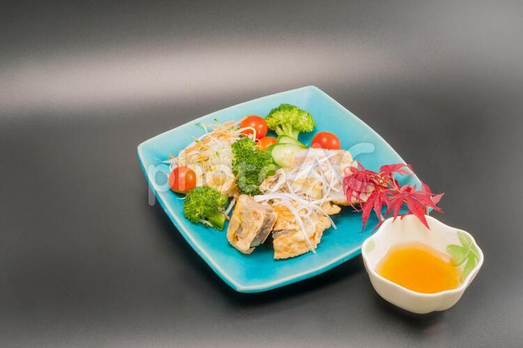 茄子と蓮根のはさみ揚げ 天ぷら,揚げ物,食べ物の写真素材