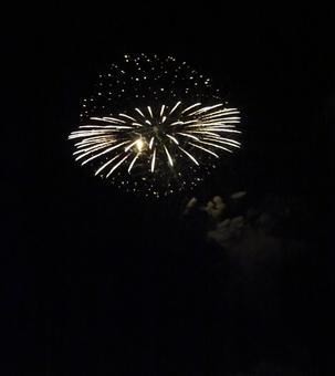 土星の輪のような花火 土星の輪のような花火 花火,夏,夜空の写真素材