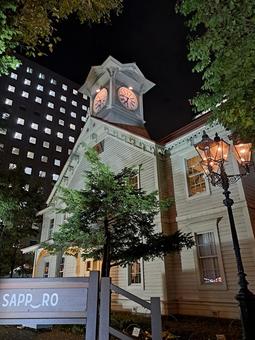 札幌時計台　夜 時計台,札幌,夜の写真素材