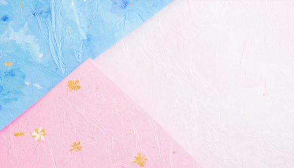 ピンクと青の和紙 ピンクと青の和紙の写真