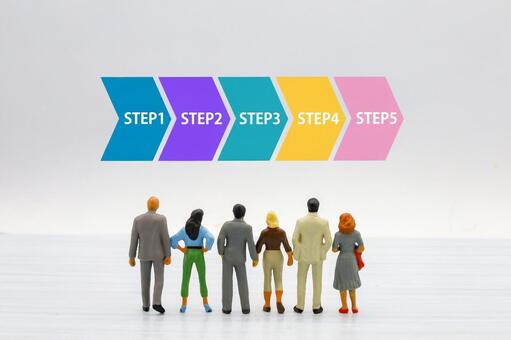 目標達成までのステップを確認 ステップ,アプローチ,タスクの写真素材