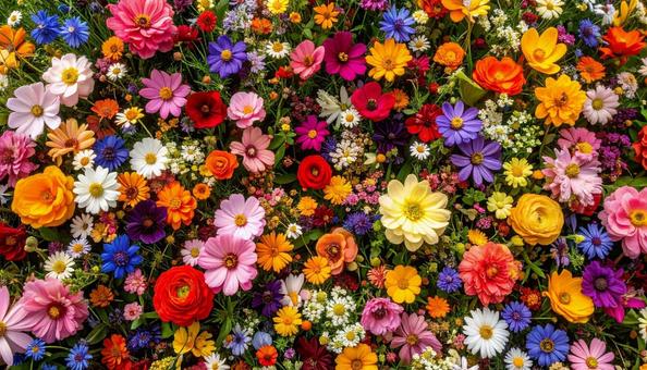 花畑を真上から見た背景写真素材 花畑を真上から見た背景写真素材の写真
