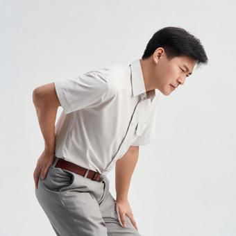 腰を痛めた男性 腰を痛めた男性の写真