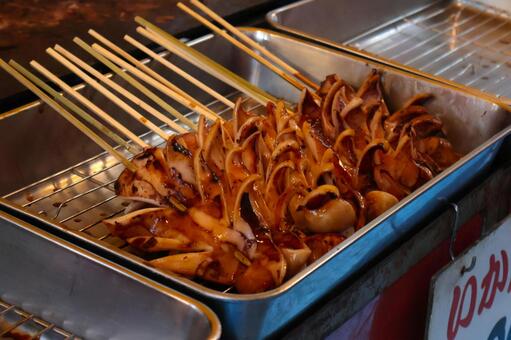 お祭り屋台のいか焼き　夏祭り夜店祭り いか焼き,祭り,屋台の写真素材
