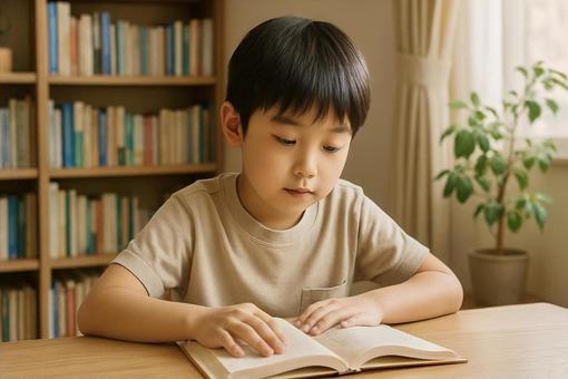 読書をするこども 読書をするこどもの写真