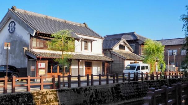 小江戸佐原の街並み・河畔の柳並木・香取市 小江戸佐原の街並み・河畔の柳並木・香取市 佐原,小江戸,レトロの写真素材