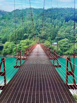 蔵王橋 吊り橋,山の景色,自然の写真素材