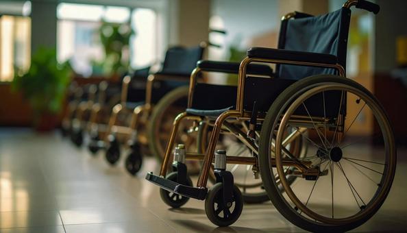 並べられた車いす 並べられた車いすの写真