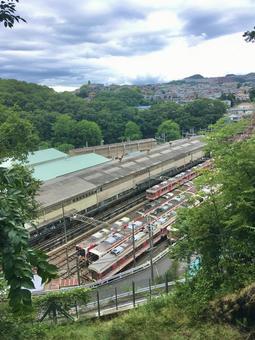 神戸電鉄の車両倉庫 神戸電鉄,神鉄,車両倉庫の写真素材