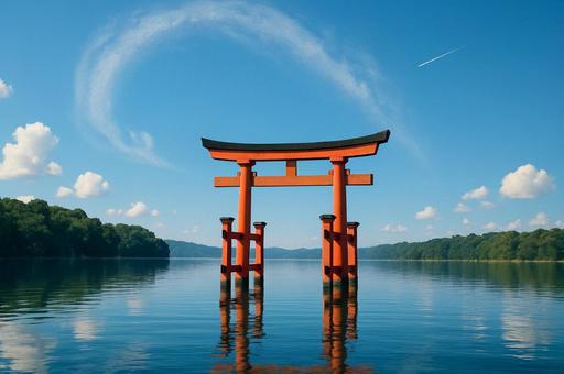 晴天の下の鳥居 晴天の下の鳥居の写真