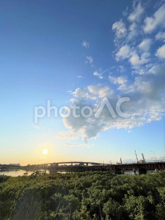 北海道の風景　14736 夕焼け,風景,景色の写真素材