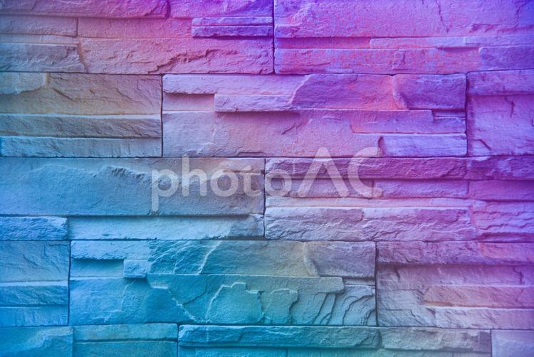 レンガ背景～グラデーション～青紫 レンガ,タイル,石の写真素材