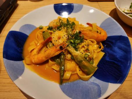 Photo, lunch, pasta, seafood pasta, 