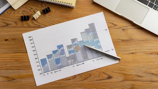 Graph data and computer_business image, graph, laptop, document, JPG
