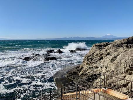 波が打つ海岸 江ノ島 波が打つ海岸 江ノ島 波,ビーチ,波打ち際の写真素材