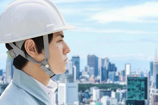 Profile of construction workers against the backdrop of the city, trabalhador da construção civil, cidade, trabalhadores, JPG