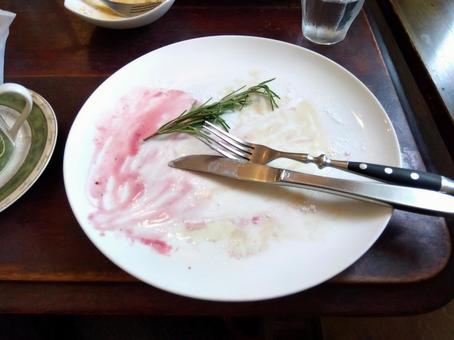食べ終わった食器25 食器,空,カラの写真素材