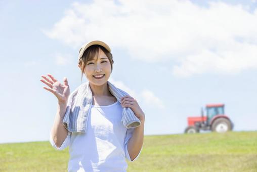 酪農家の女性 酪農家の女性の写真