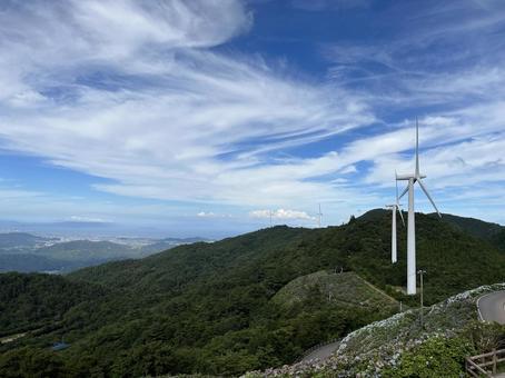 空と風車 空と風車 徳島県,佐那河内,大川原高原の写真素材