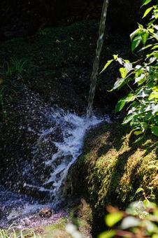 激しく流れ落ちる小さな滝の様子 滝,風景,自然の写真素材