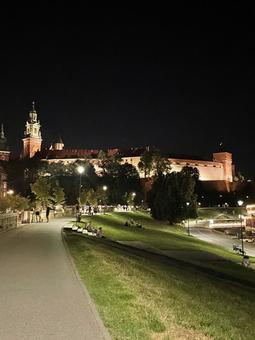 ヴァヴェル城の夜景の写真
