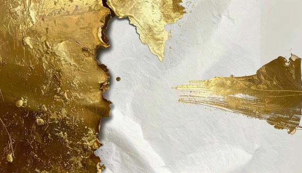 白と金色の和紙　金箔風　年賀状の写真