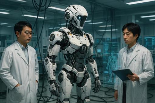 宇宙開発施設の実験ロボット 宇宙開発施設の実験ロボットの写真