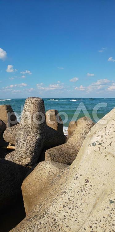 テトラポット　海 海,自然,晴れの写真素材
