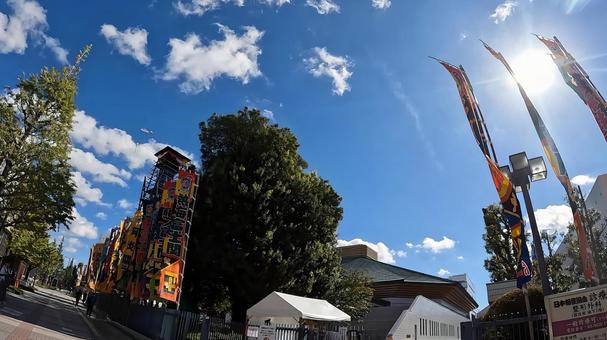 両国国技館に掲げられた相撲部屋の幟 大相撲,両国国技館,スポーツ施設の写真素材
