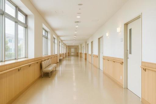 病院の無人の廊下の写真