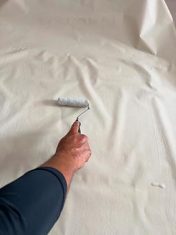 クロスの糊付け クロス貼り,クロス,クロス張りの写真素材