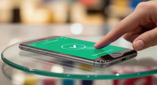 スマートフォンでキャッシュレス決済をする スマートフォンでキャッシュレス決済をするの写真
