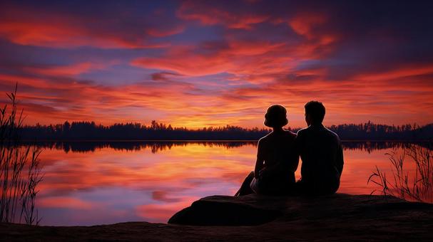 ドラマティックな夕暮れのシルエット ドラマティックな夕暮れのシルエットの写真