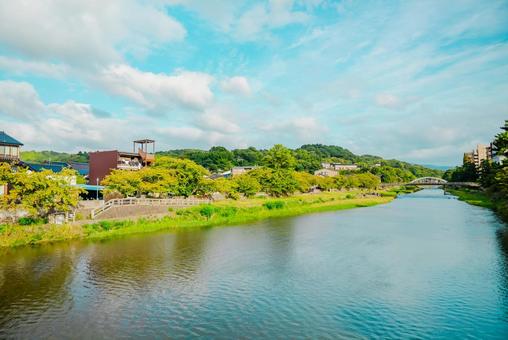 【石川】ひがし茶屋街周辺の浅野川 【石川】ひがし茶屋街周辺の浅野川の写真