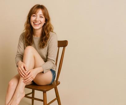 ナチュラルな雰囲気の笑顔の女性モデル ナチュラルな雰囲気の笑顔の女性モデルの写真