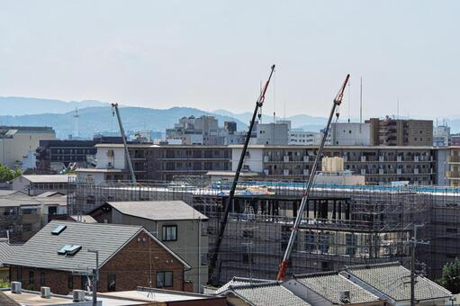 工事現場のクレーン クレーン,工事現場,建築中の写真素材