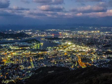 【福岡県】北九州市・皿倉山展望台 皿倉山展望台,夜景,夜の写真素材