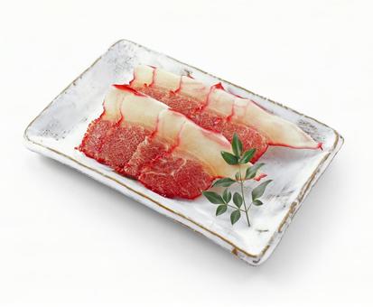 鯨ベーコン 鯨ベーコン 鯨ベーコン,くじらベーコン,皿盛りの写真素材