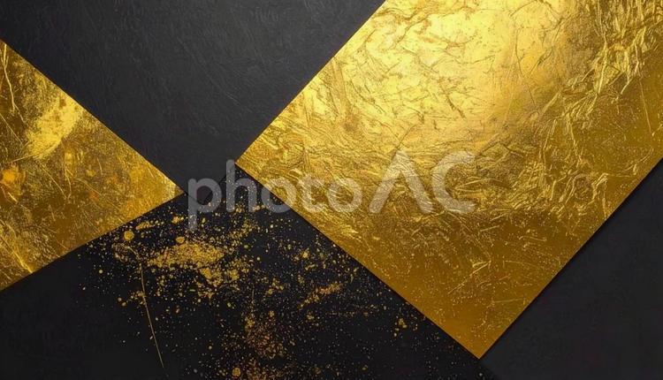 黒と金色の和紙　金箔風 黒,金,金箔の写真素材