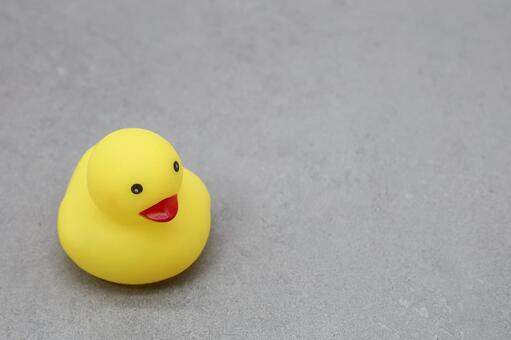 灰色背景にあひるのおもちゃの入浴・玩具 あひる,おもちゃ,ラバーダックの写真素材