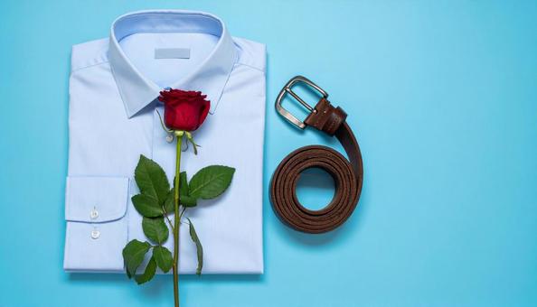 父の日 青色バックに ギフト ワイシャツ 父の日 青色バックに ギフト ワイシャツの写真