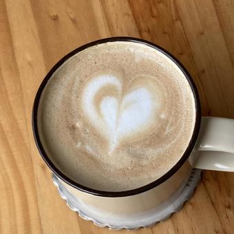 ハート♡のcafeラテ ラテアート,ハート,カフェラテの写真素材