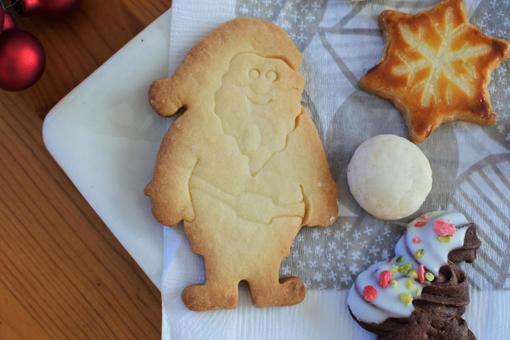 サンタクッキー お菓子,クッキー,焼き菓子の写真素材
