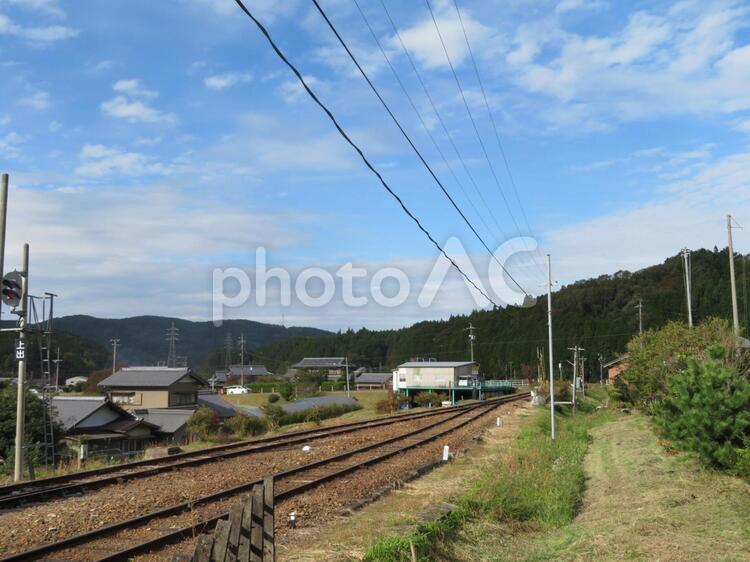 青空と線路 鉄道,列車,レーストラックの写真素材