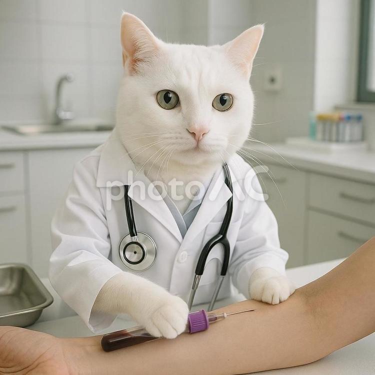 採血する猫 採血,猫,医療の写真素材